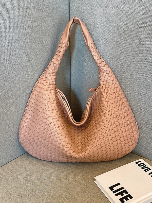 French high-end woven bag, versatile shoulder armpit bag, niche texture portable commuter bag