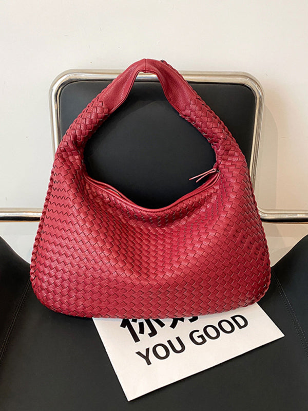 French high-end woven bag, versatile shoulder armpit bag, niche texture portable commuter bag