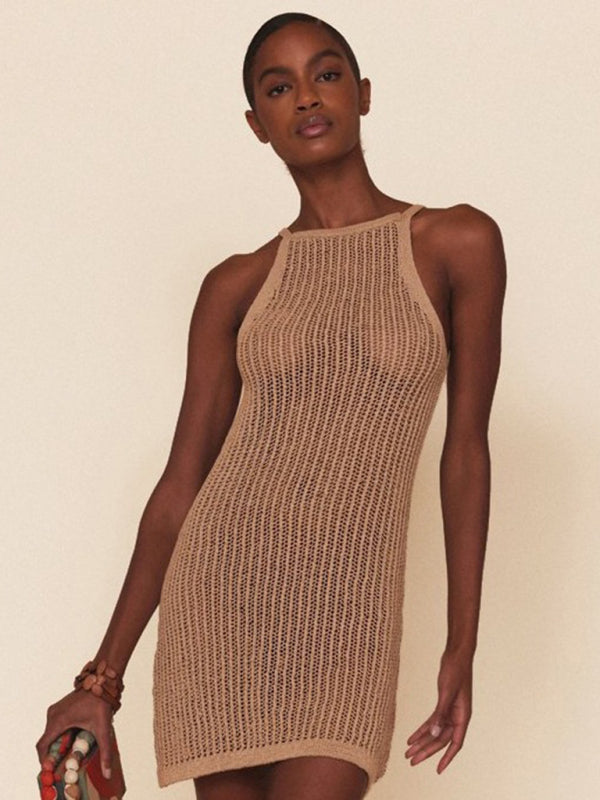 Sexy hollow knitted beach dress with suspenders Global Fashions GC Sexy hollow knitted beach dress with suspenders Global Fashions GC
