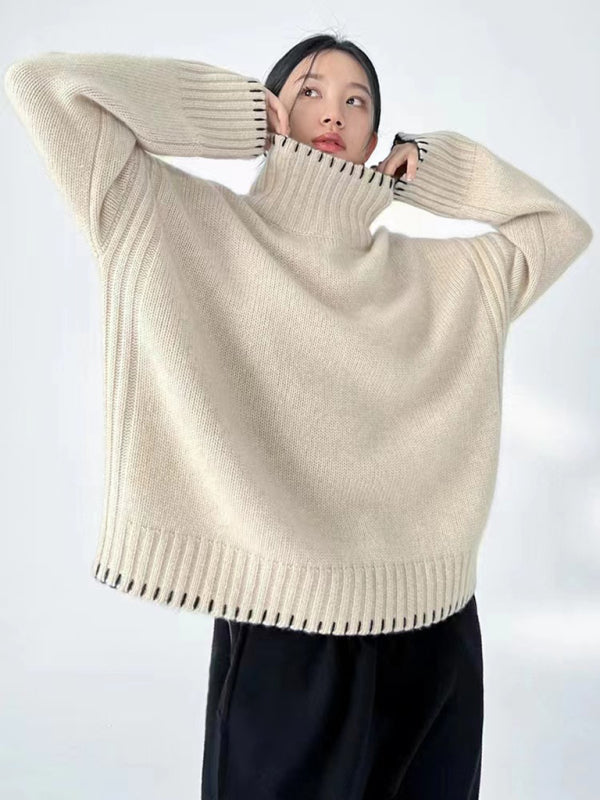 Women's new loose, lazy style  thickened knitted pullover sweater