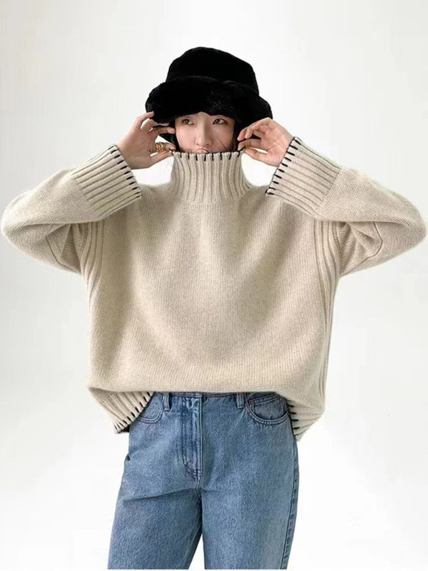 Women's new loose, lazy style  thickened knitted pullover sweater