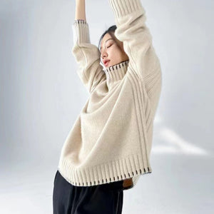 Women's new loose, lazy style  thickened knitted pullover sweater