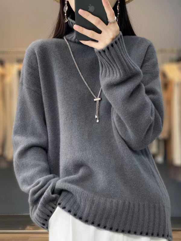 Women's new loose, lazy style  thickened knitted pullover sweater