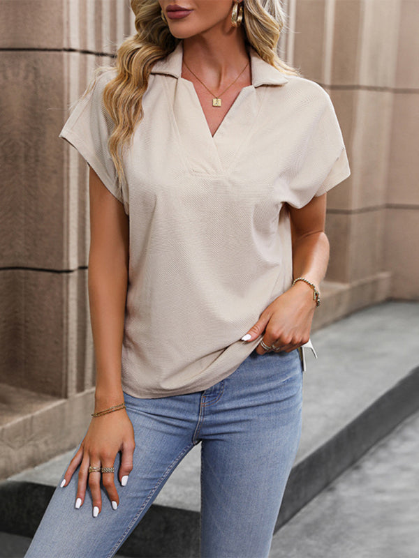 Women's short sleeve solid color tops