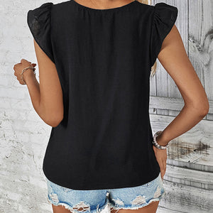 New style women's casual color block V-neck top