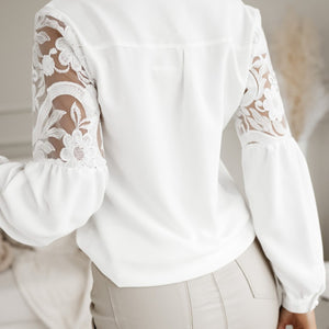 Women's new solid color lace patchwork shirt