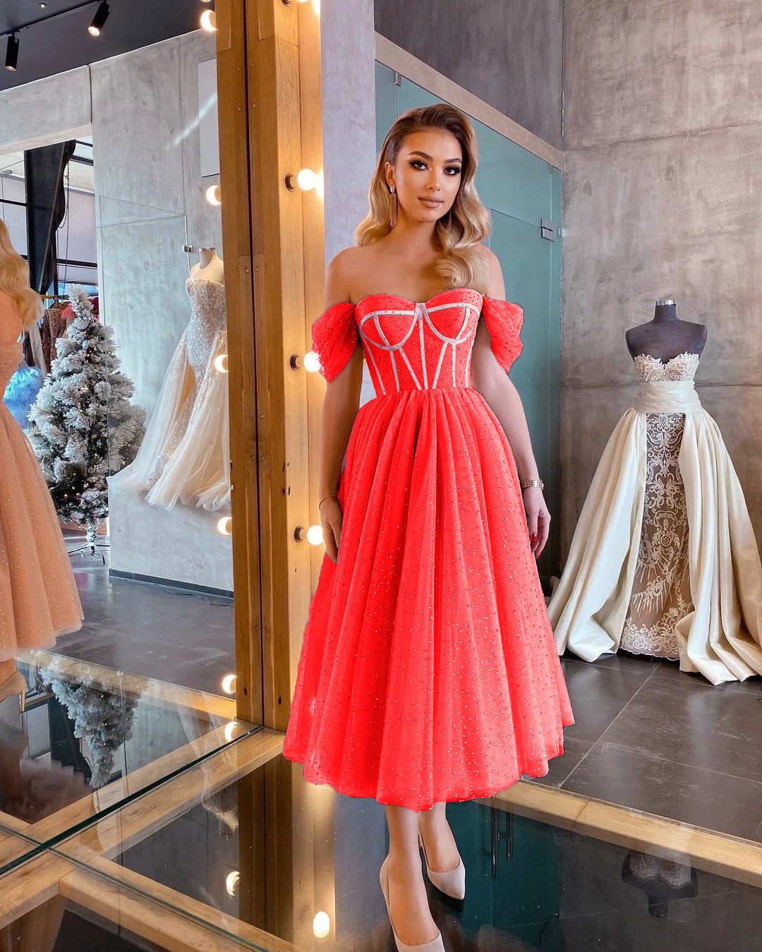 2022 Spring/Summer New One the shoulder Prom Party Dress Sexy Sequined Fashion Temperament Elegant Woman Evening Dresses