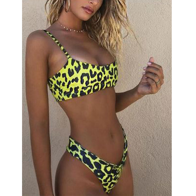 Summer Women Sexy Leopard Bikinis Push-Up Padded Swimwear Swimsuit Bathing Beachwear Hot-Selling String Bikinis Lingerie Sets