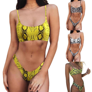 Bathing Suit Chic Swimsuit Women Soft  Sexy Leopard Snakeskin Bra Briefs Swimwear Set