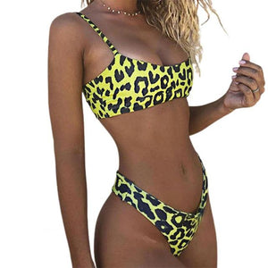 Bathing Suit Chic Swimsuit Women Soft  Sexy Leopard Snakeskin Bra Briefs Swimwear Set